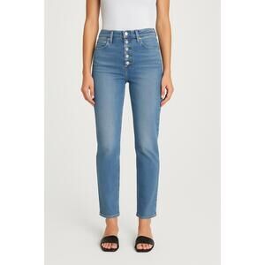 Hudson Blue Light Wash Straight Leg 5 Pocket Button Fly Jeans Women Size 27